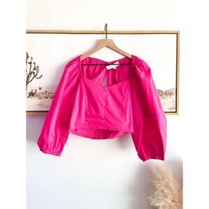 BURU Women's Hot Pink Puff-Sleeve Blouse - read listing